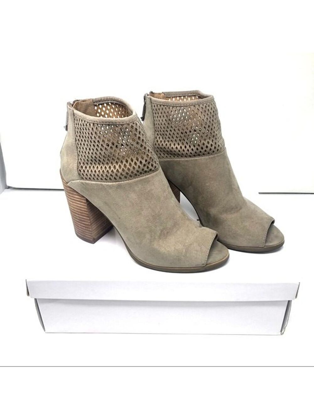 Report taupe perforated open toe wedge booties size 8 western women's shoes